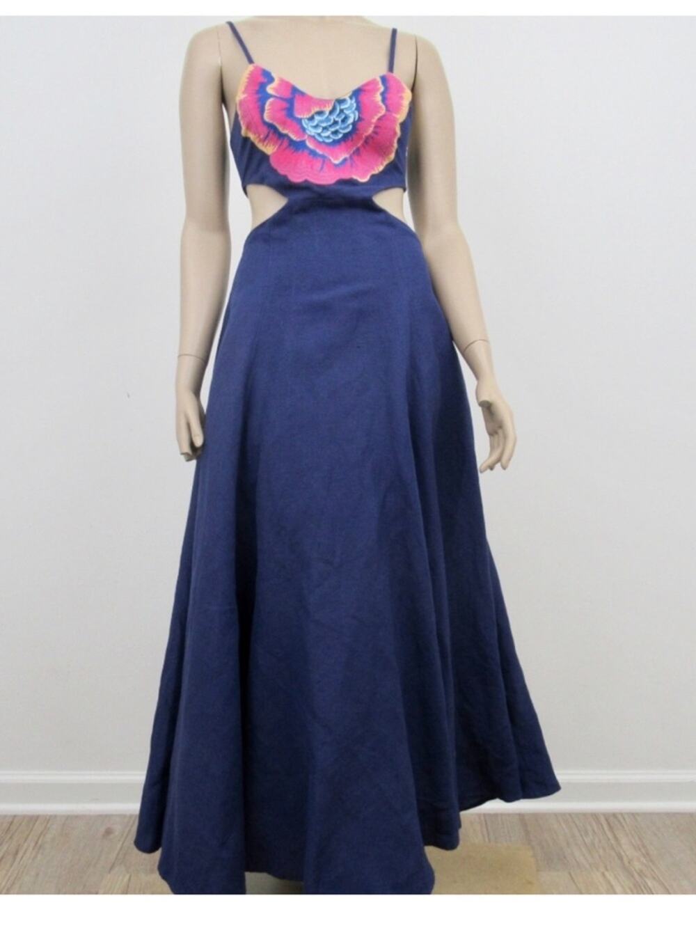 Mara Hoffman Navy Maxi Dress with Pink & Blue Floral Bodice